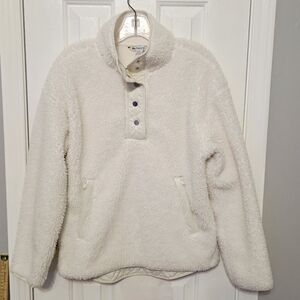 Athleta Cozy Sherpa Snap Sweatshirt - Magnolia White - Size small